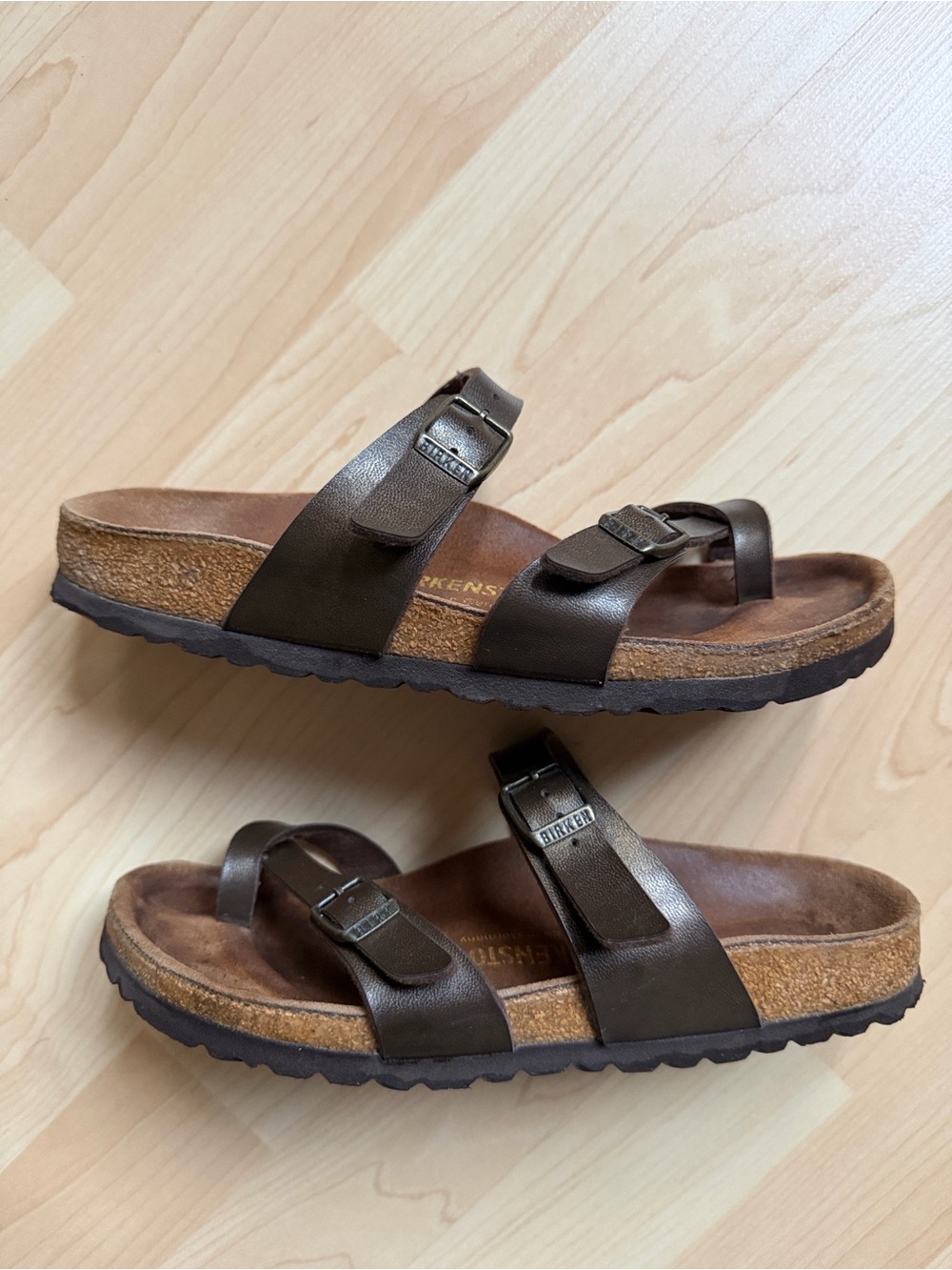 Birkenstock womens Mayari Brown Double-Strap Leather Sandals, size EU 37/ 6.5 - Picture 5 of 9